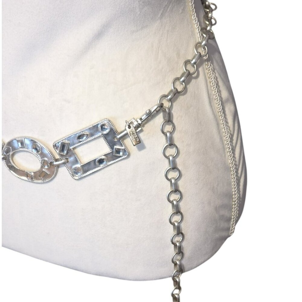 Brushed Silver Squares and Triangle Chain Belt - Picture 3 of 4